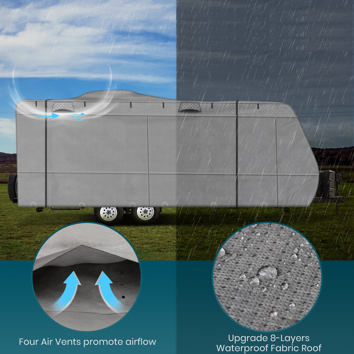 Camper Covers | Travel Trailer RV Covers 8 Layers Winter Waterproof